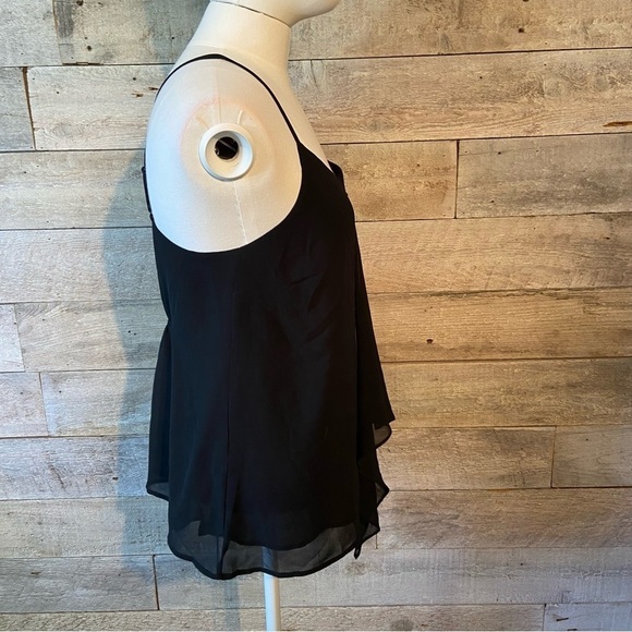 🛍️3/$30 Naked Zebra women’s strappy black ruffled tank top in size  small - Picture 4 of 11